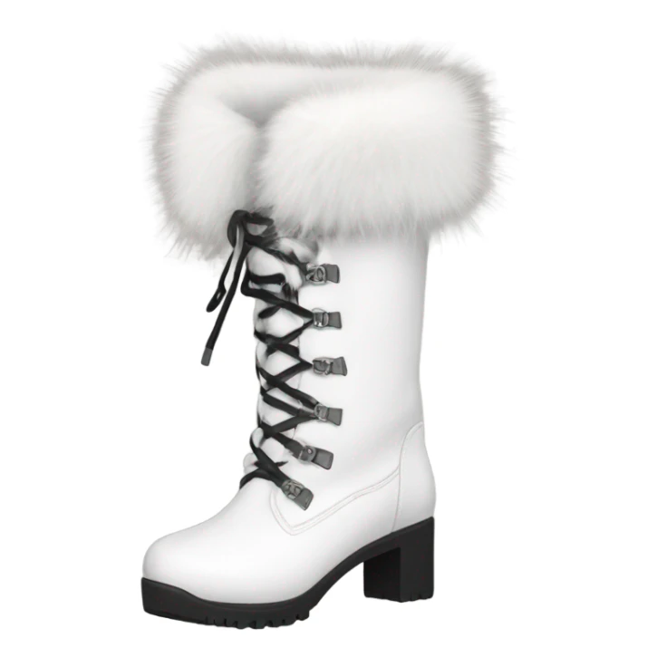 Platform Demonia High boots white fur sticker