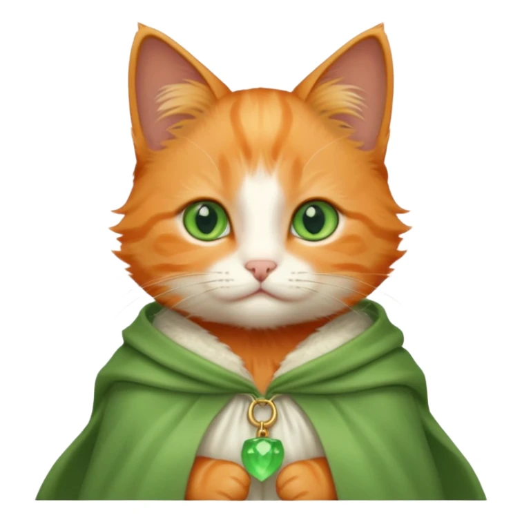 baby orange cat green eyes, in white cloak sticker