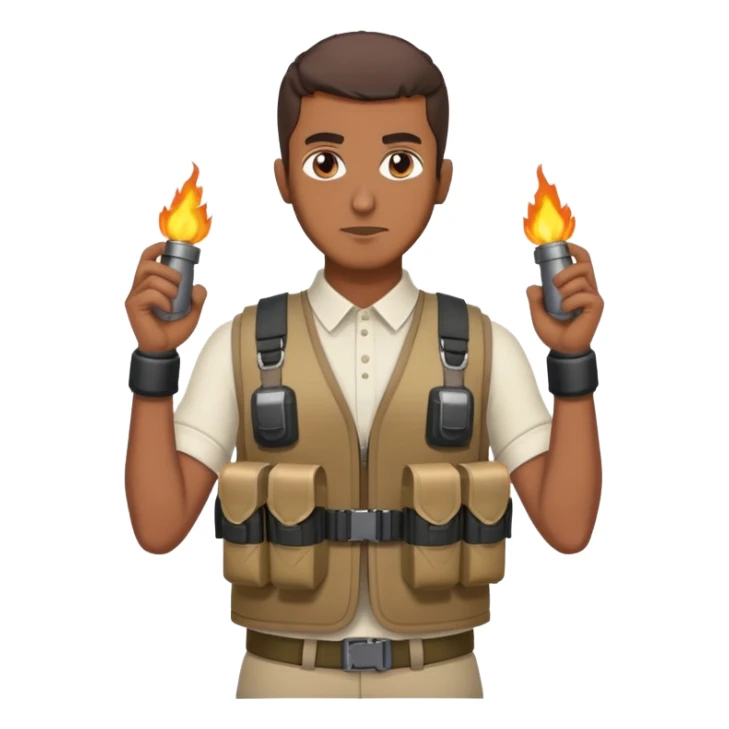 Muslim man with a bombs in his waist and chest sticker