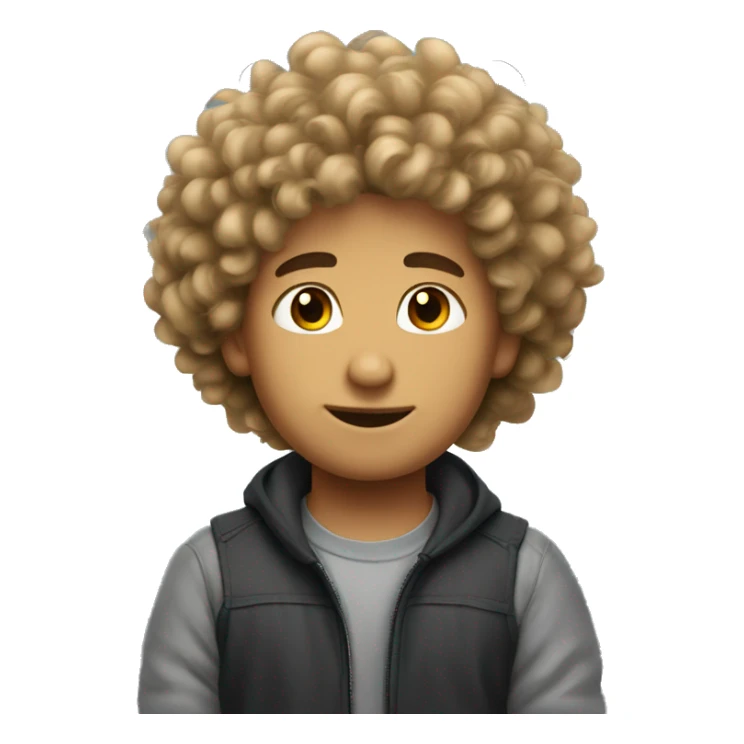 Boy that has fluffy hair that curls strait up sticker