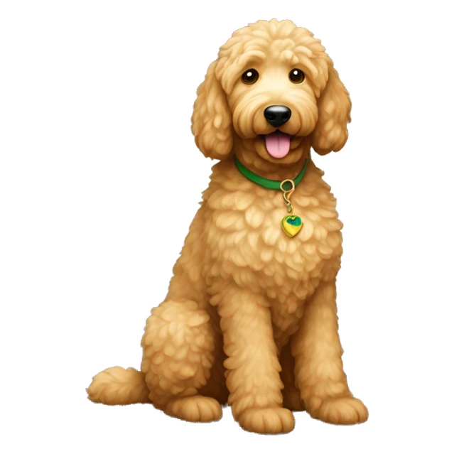 full body large sitting golden doodle with light fur and hazel-green eyes sticker