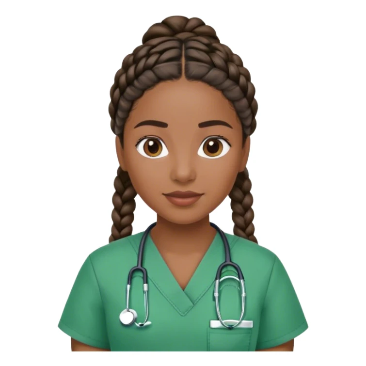 Latino woman with braids in green scrubs  sticker