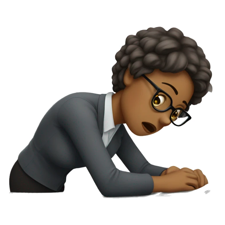 tired woman with glasses falls down
 away from work sticker