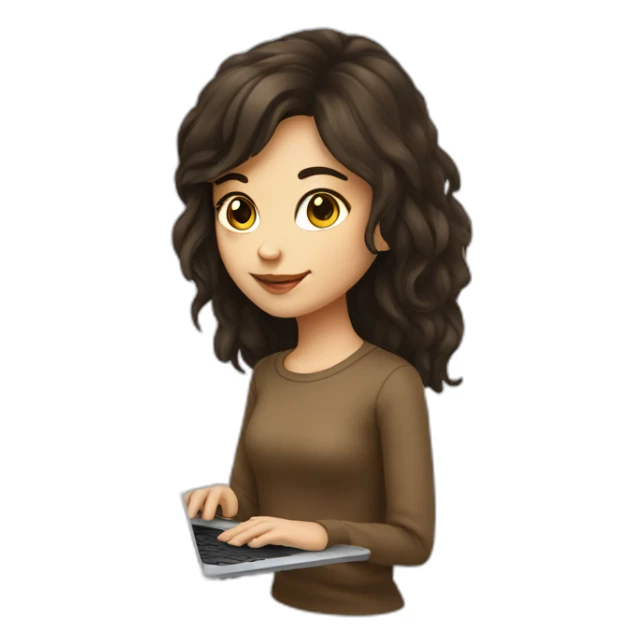 brunette graphic design girl laptop paint sticker
