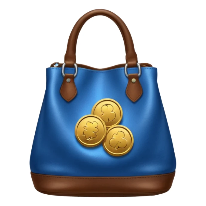 blue coins on top a brown leather bag  sticker
