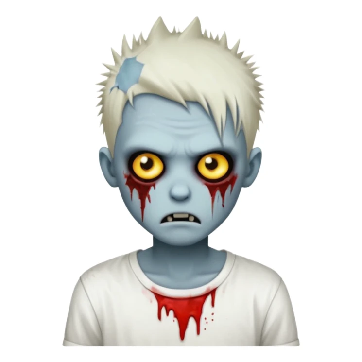 zombie boy with spiky emo hair and white shirt sticker