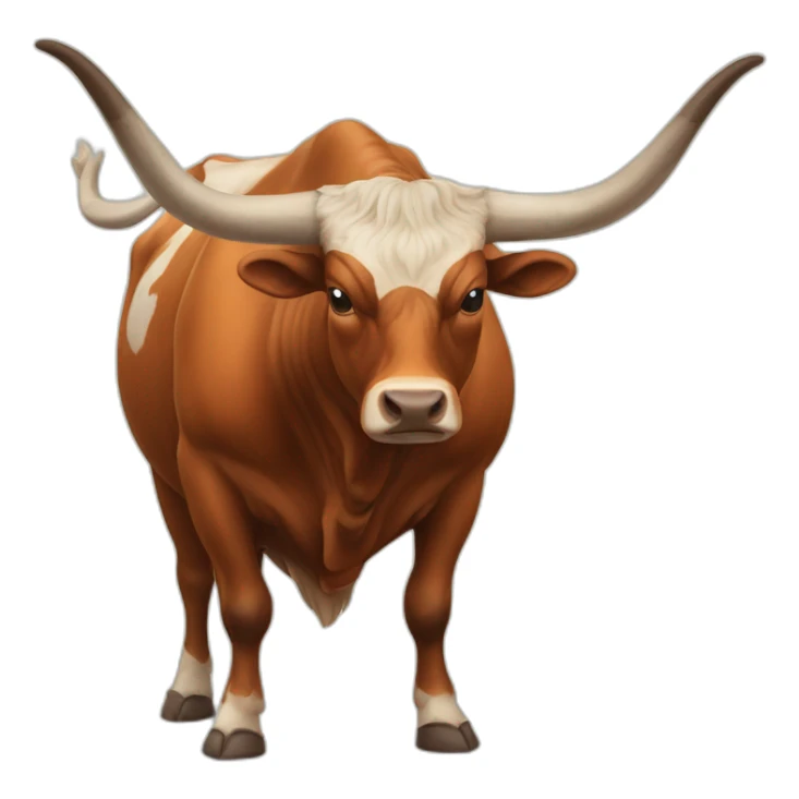 bull, Texas Longhorn, ridiculously long horns, full body, fat sticker