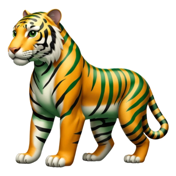 muscular green tiger on all fours, black stripes sticker