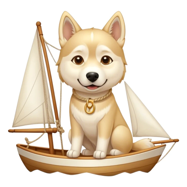 Un Husky beige dorée sur un voilier  sticker
