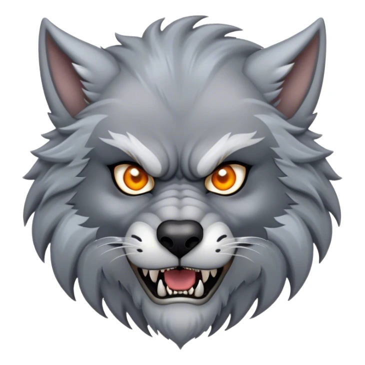 Cinematic Noble Werewolf Portrait Emoji, Formidable and majestic, with a powerful lupine silhouette in moonlit grays and silvers, featuring piercing, wise eyes and a dignified snarl that hints at untamed strength, simplified yet intricately detailed, glowing with a soft, lunar outline that encapsulates the noble duality of feral instinct and loyal guardianship! sticker
