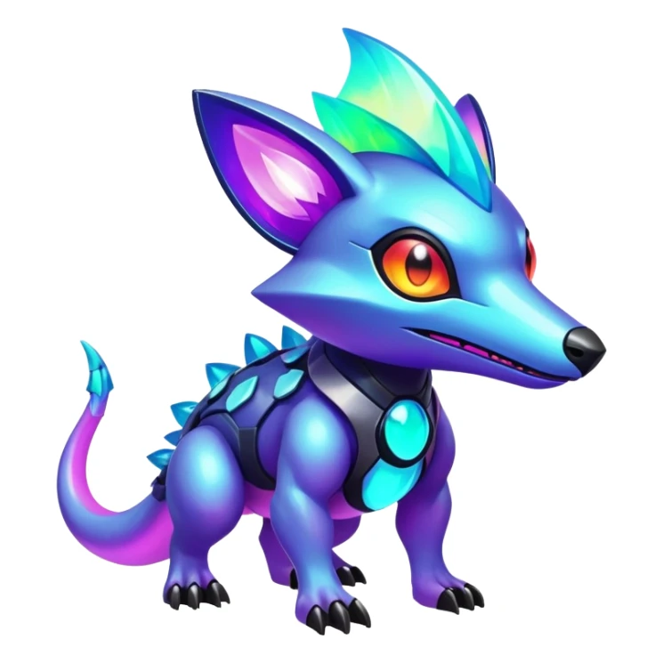  exotic tropical iridescent cyber-Protogen-Fakémon-Pokémon-Vernid-creature sticker