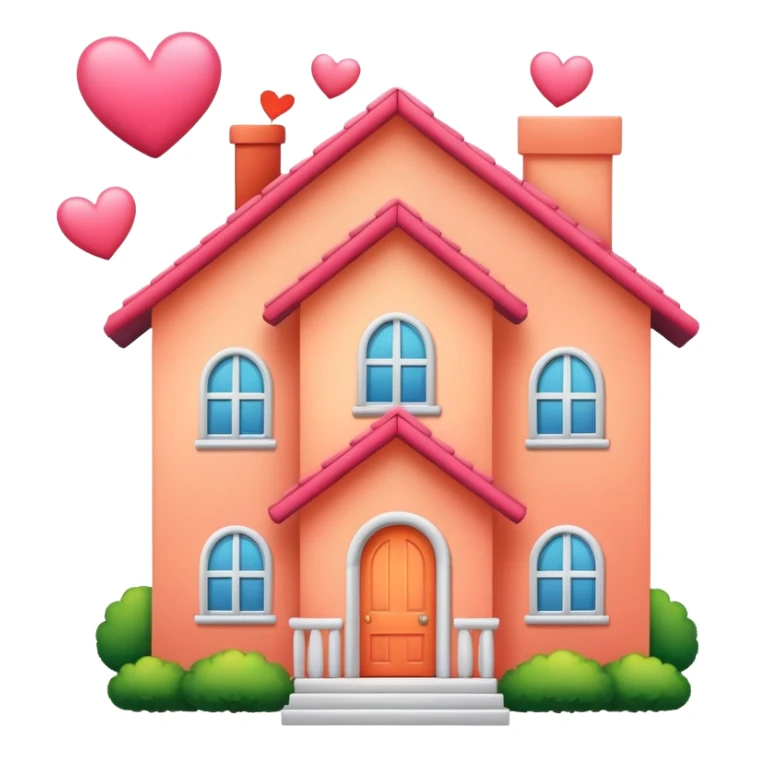 peach color home with hearts around sticker