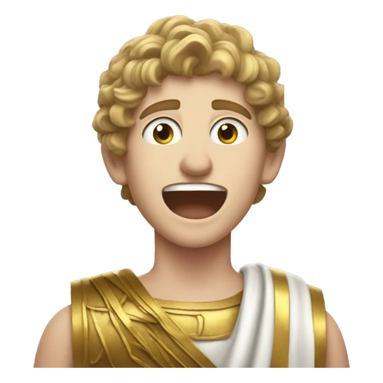 white boy in a Ancient Greek costume singing, on stage  sticker