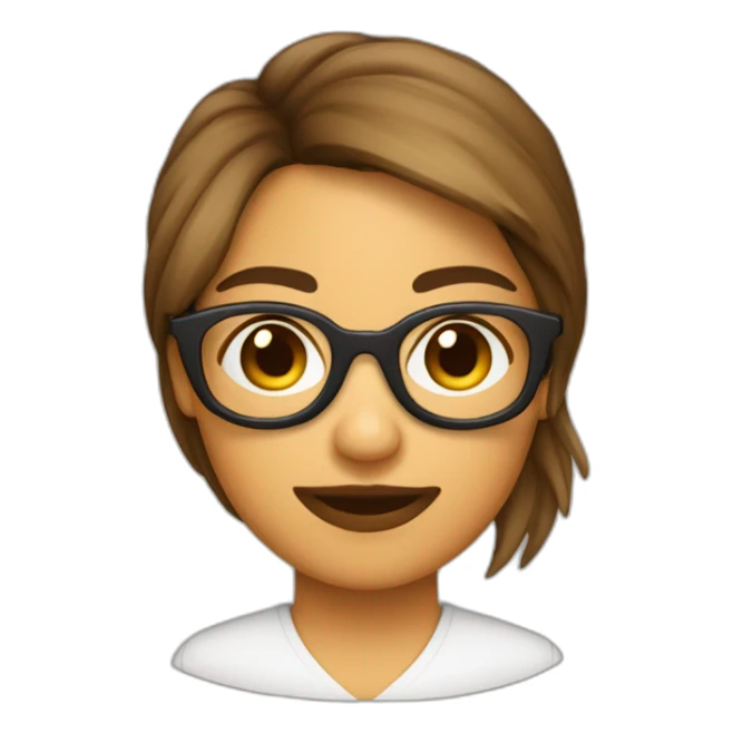 Chica pelo corto liso y marrón con gafas sticker