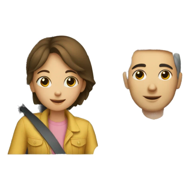 a girl in a car with hier dad sticker