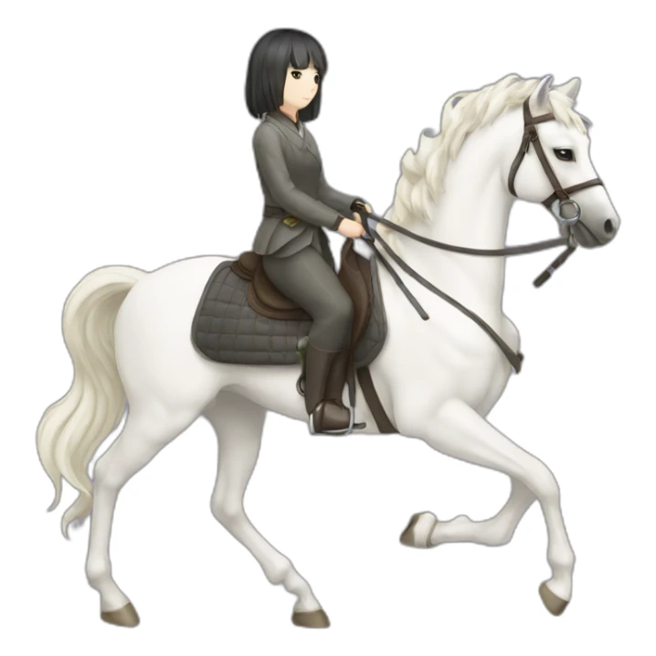 white-hourse-with-rider—japanese-girl sticker