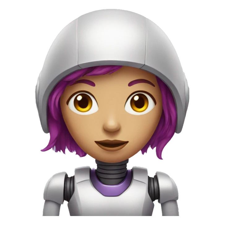 red hair robot woman whit purple eyes sticker