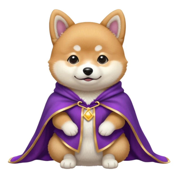 baby shiba dog, in magic purple cloak sticker