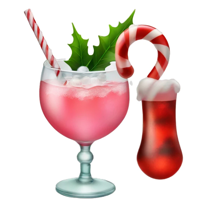 christmas cocktail with a candy cane in a pretty glass sticker