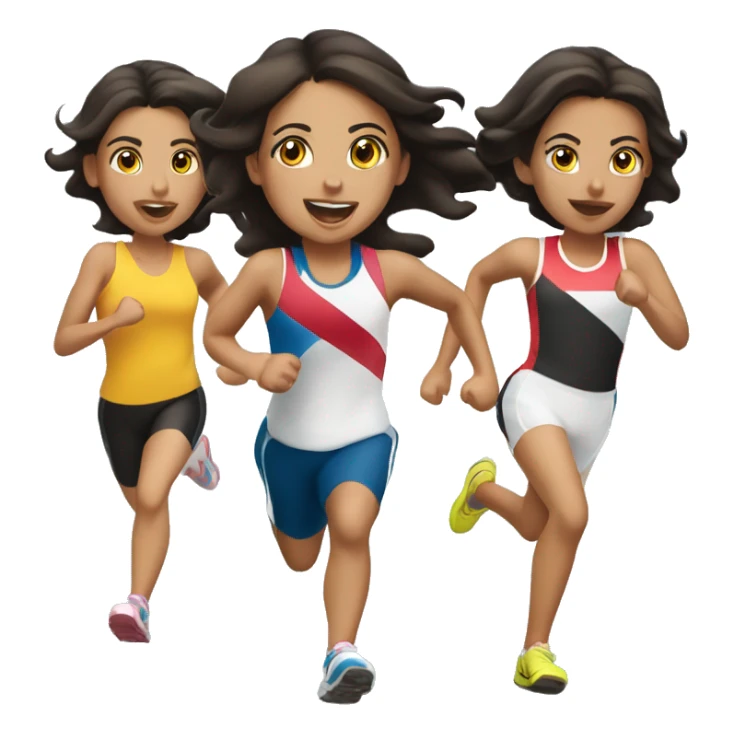 3 pale hispanic girls running a race sticker