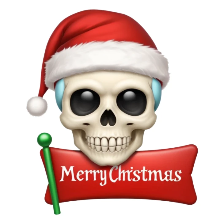 Skull ,MERRY CHRISTMAS Sign sticker