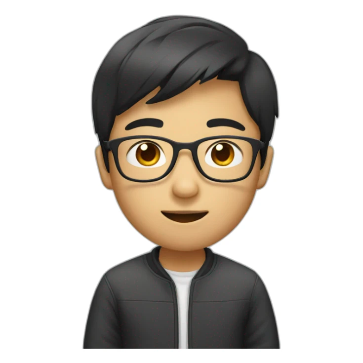 asian boy wearing glasses sticker