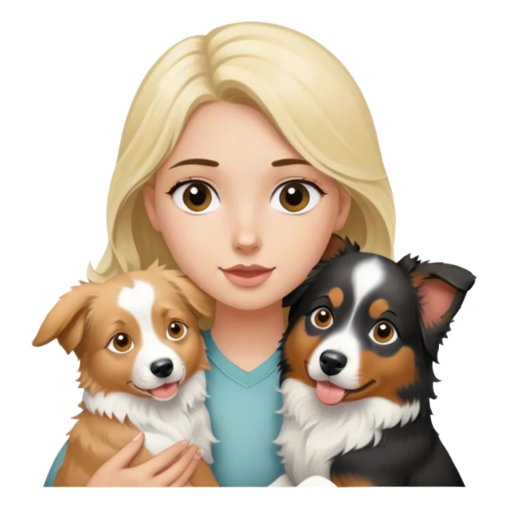 Blonde girl holding two australian shepherds sticker