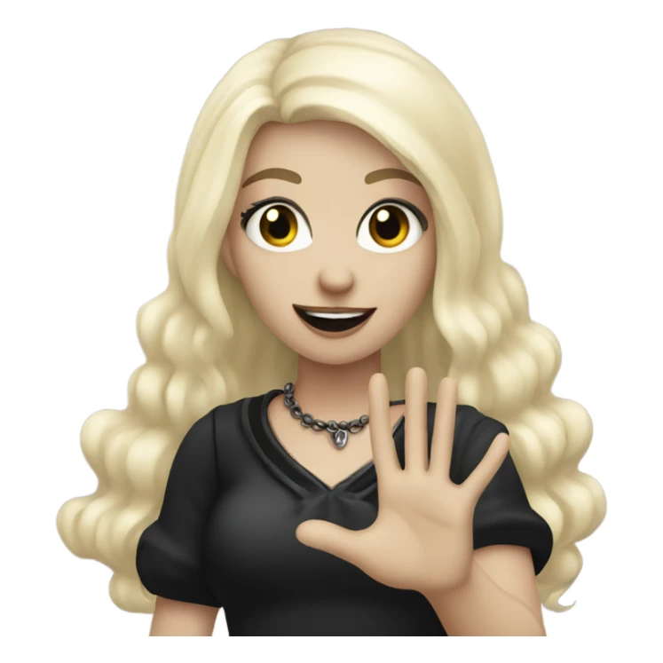 Blonde goth girl waving her hand sticker