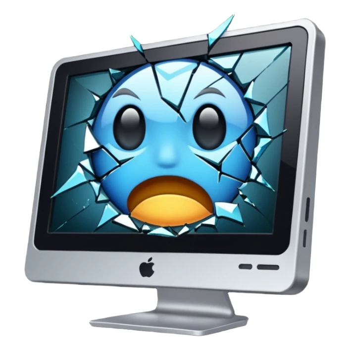 Broken computer monitor sticker