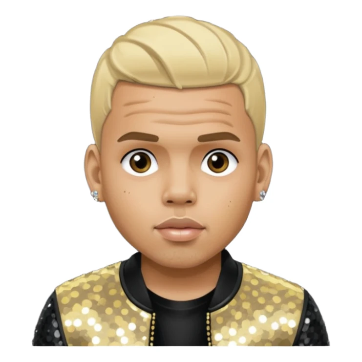 Chris Brown with blonde hair, black sequin outfit sticker