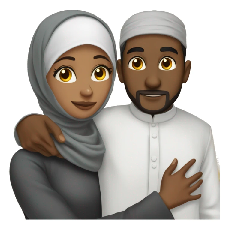 Black Muslim woman hugging Desi Muslim man  sticker