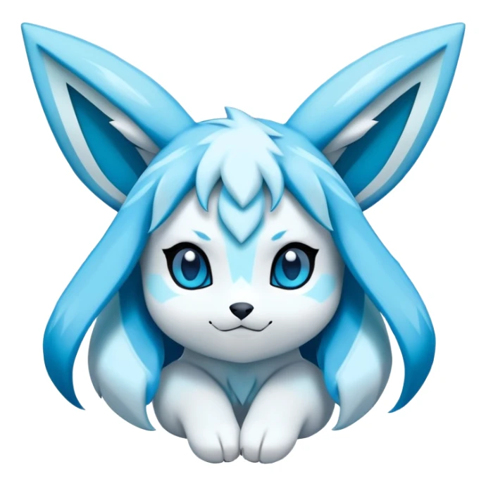Kawaii glaceon pokémon ice type, falling snowflakes surrounding face sticker