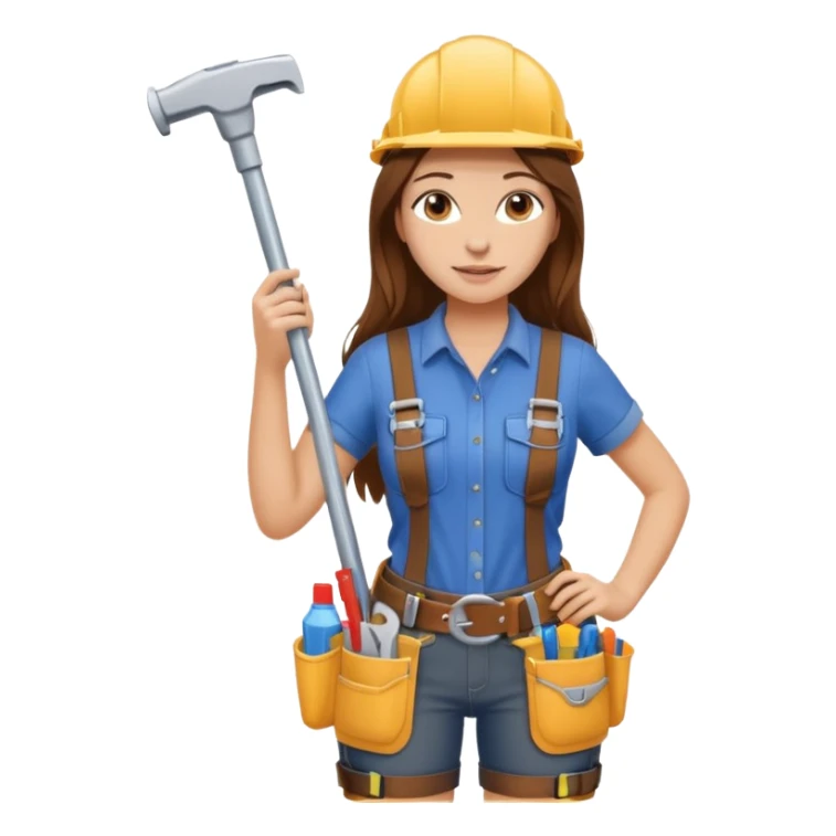 beautiful girl with long brown hair constructing new shower area sticker