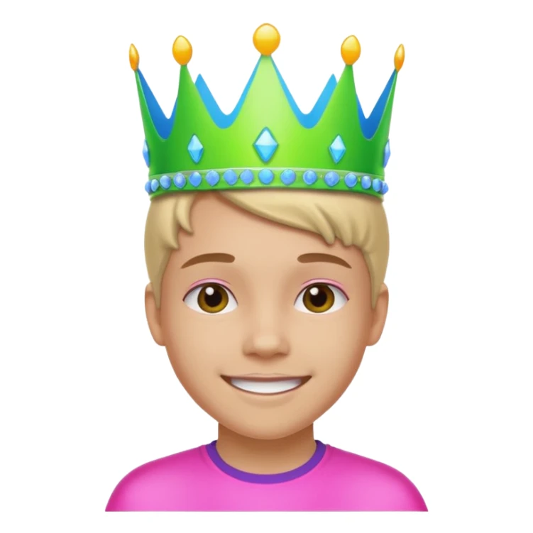 A stylish teen wearing a neon plastic crown for fun. sticker