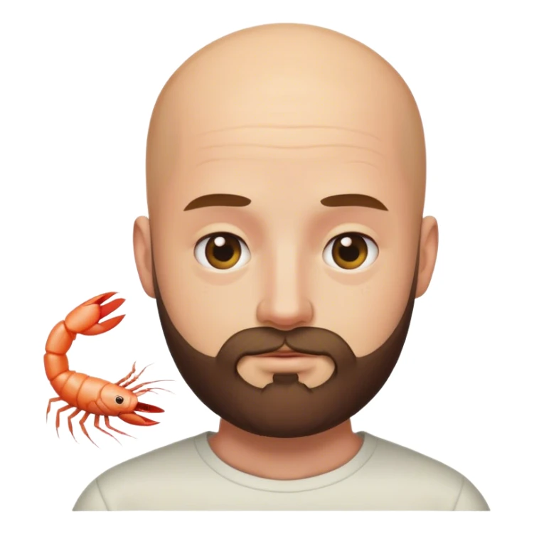 bald phd white graduate with beard but is the shrimp emoji sticker