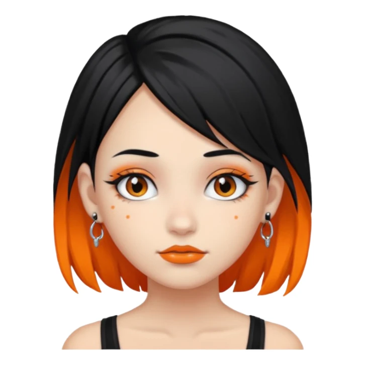 Half orange half black hair girl with piercings sticker
