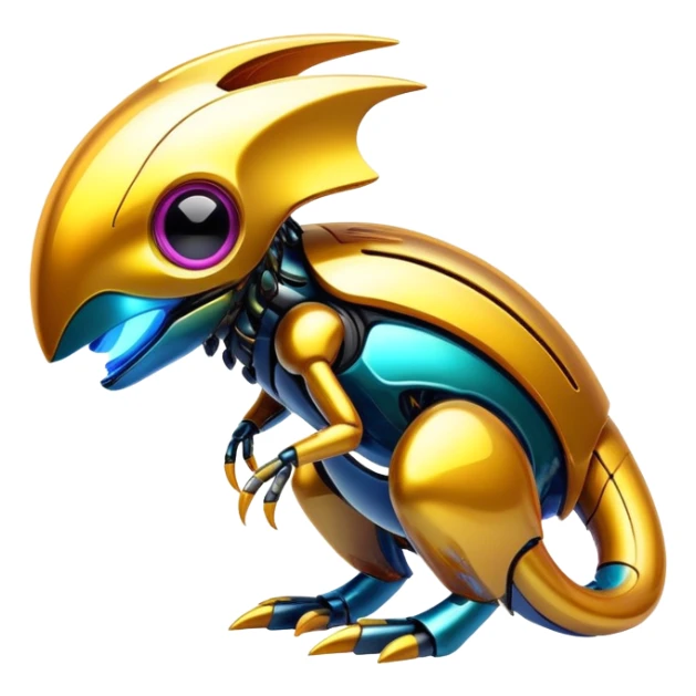  exotic shiny colorful futuristic modern cyber-Fakémon-Digimon-Trico-creature sticker