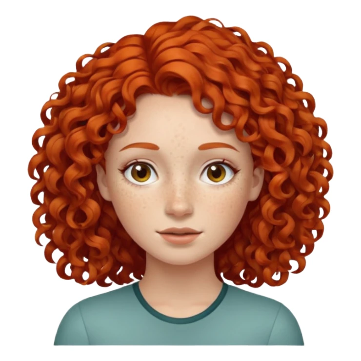 female curly red hair sticker