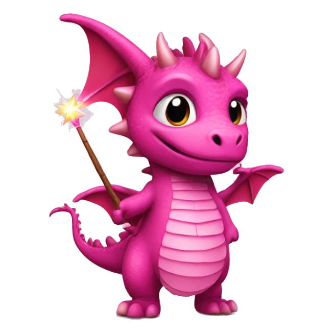 Dragon in a pink dress with a magic wand sticker