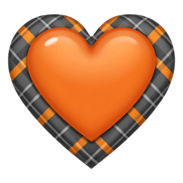 Grey orange tartan plaid heart sticker
