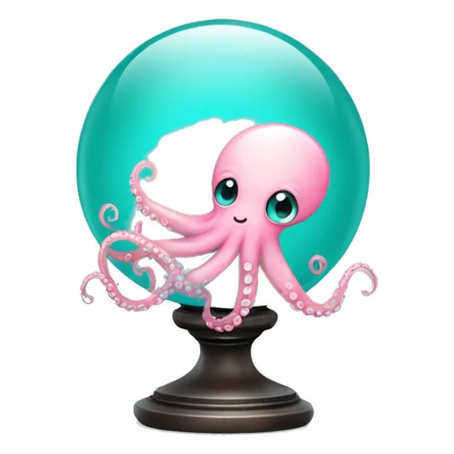 turquoise crystal ball with a light pink cute surgical octopus sticker