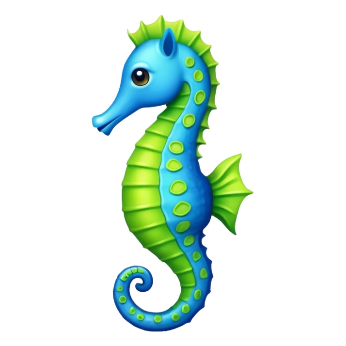 Blue and lime green seahorse  sticker