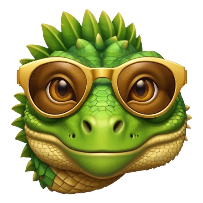 rich capitalist iguana head with golden glossy sunglasses sticker