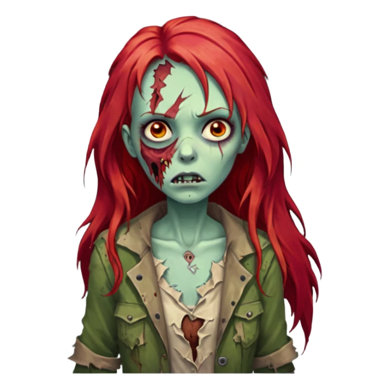 Franja cabelo ruivo comprido zombie sticker