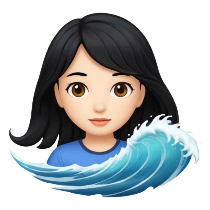 wave black hair girl 2 sticker