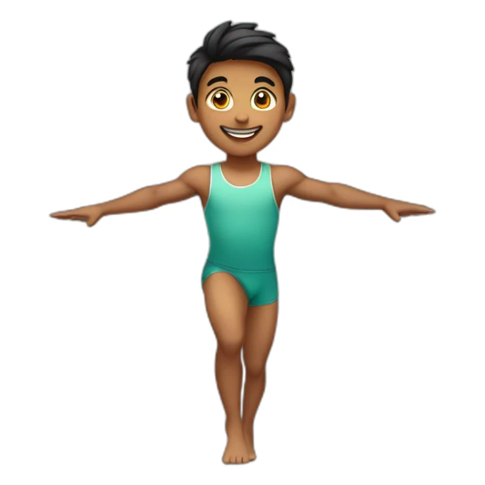Indian boy, happy, gymnastics, sticker