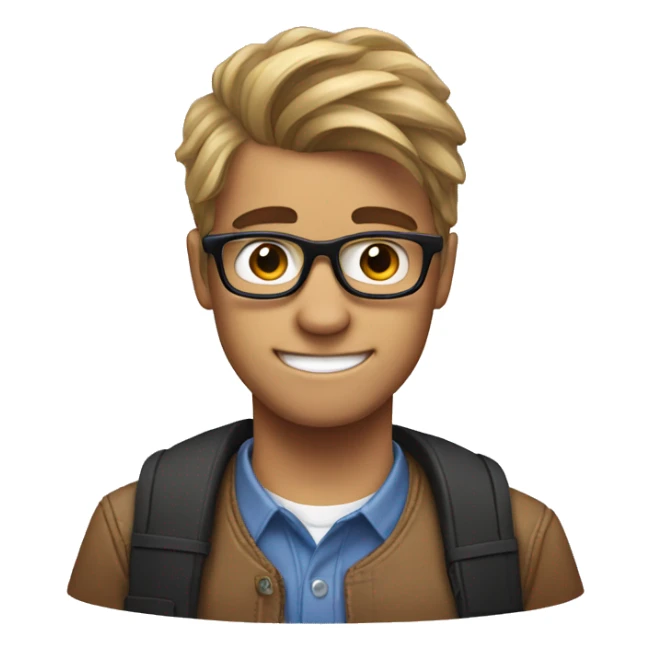 nerd emoji with a Justin Bieber hairut sticker