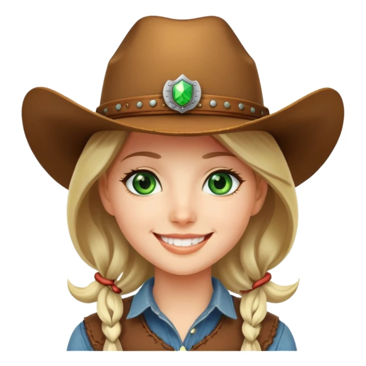 smiling girl in cowboy hat with green eyes sticker