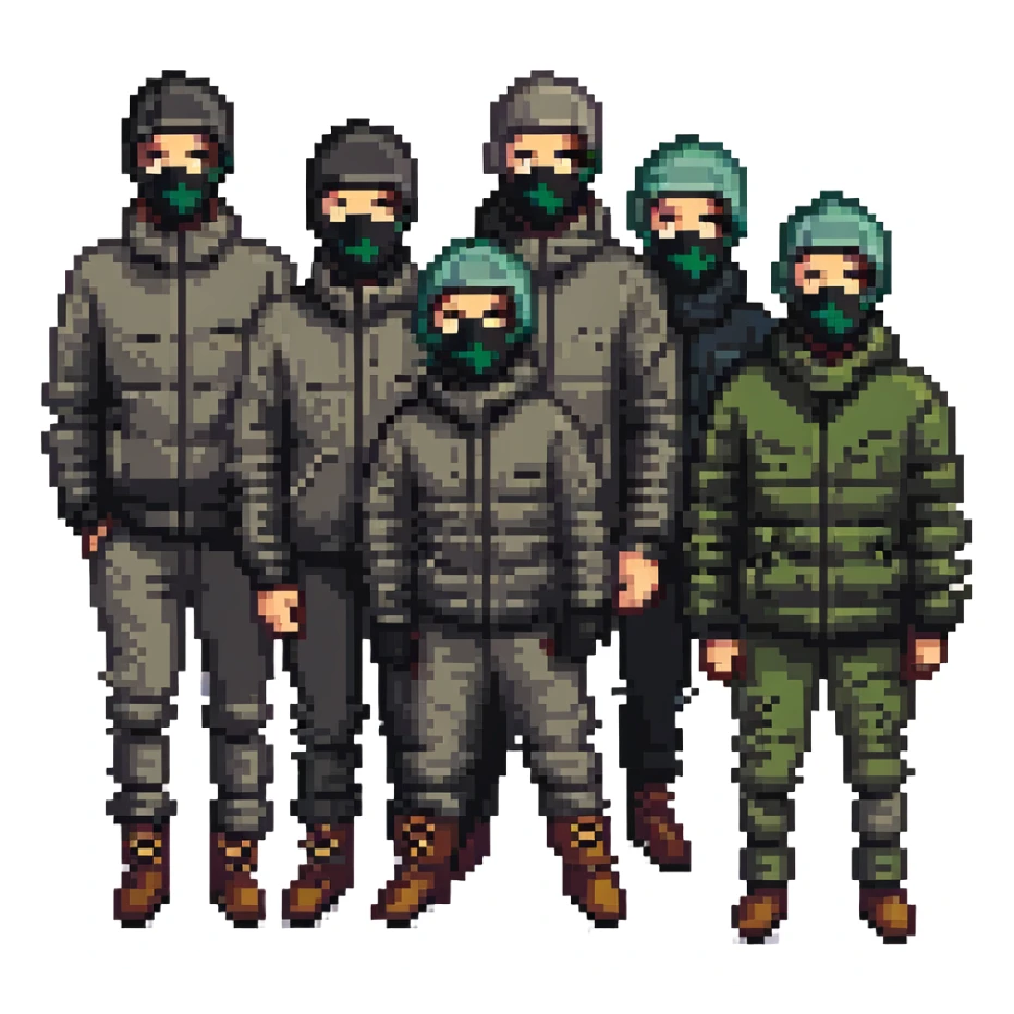 group of men with black ski masks sticker