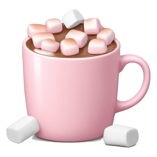 Light Pink mug of hot chocolate with marshmallows  sticker
